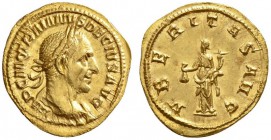 ROMAN COINS 
 ROMAN EMPIRE 
 TRAIANUS DECIUS, 249-251. Aureus. AV 4.14 g. IMP C M Q TRAIANVS DECIVS AVG Laureate, draped and cuirassed bust r., seen...