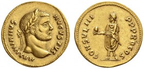 ROMAN COINS 
 ROMAN EMPIRE 
 MAXIMIANUS HERCULIUS, 286-305. Aureus, Cyzicus , 292. AV 5.60 g. MAXIMIANVS - AVGVSTVS Laureate head r. Rev. CONSVL III...