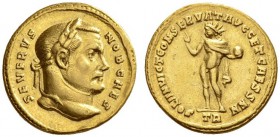 ROMAN COINS 
 ROMAN EMPIRE 
 SEVERUS II Caesar, 305-306. Aureus, Treveri . AV 6.16 g. SEVERVS - NOB CAES Laureate head r. Rev. SOLI INVICTO CONSERVA...