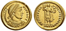 ROMAN COINS 
 ROMAN EMPIRE 
 VALENS, 364-378. Solidus, Antiochia , 364-367. AV 4.57 g. DN VALENS - PEP (sic !) F AVG Draped, cuirassed and diademed ...