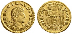 ROMAN COINS 
 ROMAN EMPIRE 
 GRATIANUS, 367-383. Solidus, Treveri , 367-375. AV 4.37 g. DN GRATIANVS PF AVG Draped, cuirassed bust r. with rosette d...