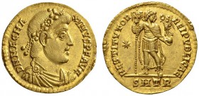 ROMAN COINS 
 ROMAN EMPIRE 
 MAGNUS MAXIMUS, 383-388. Solidus, Treveri . AV 4.48 g. DN MAG MA - XIMVS PF AVG Daped, cuirassed bust r. with rosette d...