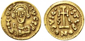 DARK AGES 
 THE LOMBARDS 
 DUKES OF BENEVENTUM. Gisulf II , duke 742-751. Tremissis, gold. AV 1.33 g. DN – IVG PP Diademed and draped bust facing, h...