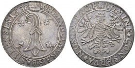 SCHWEIZER MÜNZEN & MEDAILLEN 
 BASEL, STADT 
 Taler 1638. MONETA NOVA VRBIS BASILEENSIS. Grosser Baselstab, umgeben von einem mit vier Lilien verzie...