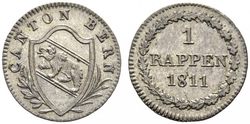 SCHWEIZER MÜNZEN & MEDAILLEN 
 BERN, KANTON 
 Rappen 1811. HMZ 2­240a. 0,67 g....