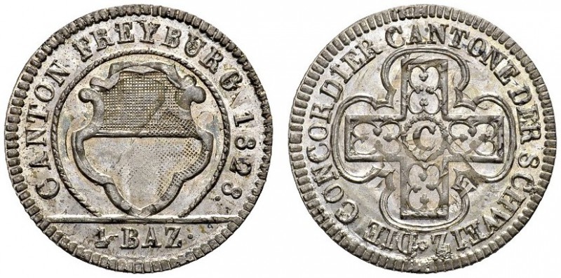 SCHWEIZER MÜNZEN & MEDAILLEN 
 FREIBURG, KANTON 
 Batzen 1828. HMZ 2­286e. 2,6...