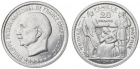 EUROPEAN COINS & MEDALS 
 FRANCE 
 L'ETAT FRANCAIS, 1940-1944. 
 20 Francs 1941, Paris. Essai en aluminium. K./M. Pn 107 var. 2,85 g.; 30 mm.
 Rar...
