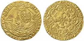 EUROPEAN COINS & MEDALS 
 CHOICE COLLECTION OF ENGLISH GOLD COINS 
 Richard II, 1377-1399. Noble n.d., London. Lettering I. Annulet over sail. Witho...