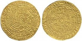 EUROPEAN COINS & MEDALS 
 CHOICE COLLECTION OF ENGLISH GOLD COINS 
 Edward IV, First reign, 1461-1470. Ryal (Rosenoble) n.d., London. Light coinage....
