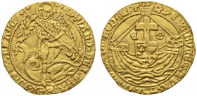 EUROPEAN COINS & MEDALS 
 CHOICE COLLECTION OF ENGLISH GOLD COINS 
 Edward IV, Second reign, 1471-1483. Angel n.d., London. Initial mark cinquefoil....