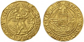 EUROPEAN COINS & MEDALS 
 CHOICE COLLECTION OF ENGLISH GOLD COINS 
 Henry VIII, 1509-1547. Angel n.d. (1509-1526), London. Initial mark castle. Firs...