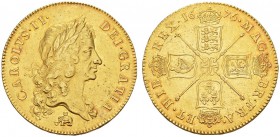 EUROPEAN COINS & MEDALS 
 CHOICE COLLECTION OF ENGLISH GOLD COINS 
 Charles II, 1660-1685. 5 Guineas 1676. CAROLVS II DEI GRATIA. Laureate head of k...