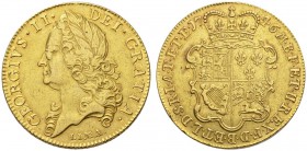 EUROPEAN COINS & MEDALS 
 CHOICE COLLECTION OF ENGLISH GOLD COINS 
 George II, 1727-1760. 5 Guineas 1746 (LIMA). GEORGIVS II DEI GRATIA. Laureate he...