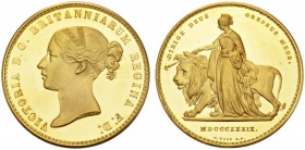 EUROPEAN COINS & MEDALS 
 CHOICE COLLECTION OF ENGLISH GOLD COINS 
 Victoria, 1837-1901. 5 Pounds 1839, London. By W. Wyon. &quot;Una and the Lion.&...