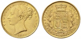 EUROPEAN COINS & MEDALS 
 CHOICE COLLECTION OF ENGLISH GOLD COINS 
 Victoria, 1837-1901. Sovereign 1864, London. Young head. Die number 38. Fr. 387i...