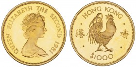 EUROPEAN COINS & MEDALS 
 CHOICE COLLECTION OF ENGLISH GOLD COINS 
 Elizabeth II, since 1952. 1000 Dollars 1981. Hong Kong. Year of the Cockerel. Fr...