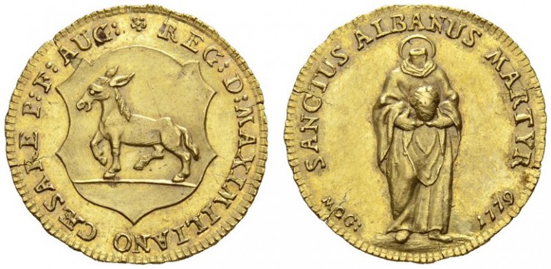 DEUTSCHE MÜNZEN UND MEDAILLEN 
 MAINZ 
 RITTERSTIFT ST. ALBAN 
 Goldgulden 17...