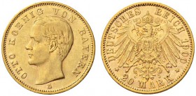 SAMMLUNG REICHSGOLD 
 BAYERN 
 Otto II., 1886-1913. 20 Mark 1900 D. Fr. 3768; J. 200; K./M. 920. 7,93 g.
 GOLD. Fast vorzüglich