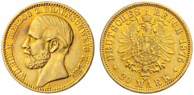 SAMMLUNG REICHSGOLD 
 BRAUNSCHWEIG 
 Wilhelm, 1830-1884. 20 Mark 1875 A. Fr. 3775; J. 203; K./M. 1160. 7,93 g.
 GOLD. Attraktives, fast vorzügliche...