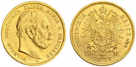 SAMMLUNG REICHSGOLD 
 PREUSSEN 
 Wilhelm I., 1861-1888. 10 Mark 1872 A. Fr. 3819; J. 242A; K./M. 502. 3,98 g.
 GOLD. Unzirkuliert