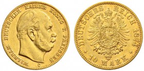 SAMMLUNG REICHSGOLD 
 PREUSSEN 
 Wilhelm I., 1861-1888. 10 Mark 1874 C. Fr. 3824; J. 245; K./M. 504. 3,93 g.
 GOLD. Fast vorzüglich