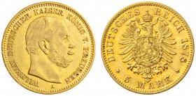 SAMMLUNG REICHSGOLD 
 PREUSSEN 
 Wilhelm I., 1861-1888. 5 Mark 1878 A. Fr. 3825; J. 244; K./M. 507. 1,98 g.
 GOLD. Sehr schön