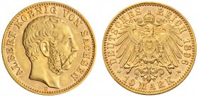 SAMMLUNG REICHSGOLD 
 SACHSEN 
 Albert, 1873-1902. 10 Mark 1896 E. Fr. 3844; J. 263; K./M. 1247. 3,96 g.
 GOLD. Vorzüglich