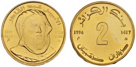 COINS & MEDALS FROM OVERSEAS 
 ALGERIA 
 Mahmud II, 1808-1839. 2 Dinars AH 1417 (AD 1996). Fr. 8; K./M. 133. 6,47 g.
 GOLD. Uncirculated
