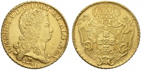 COINS & MEDALS FROM OVERSEAS 
 BRAZIL 
 João V, 1706-1750. 12.800 Reis 1731 M, Minas Gerais. IOANNES V D G PORT ET ALG REX. Laureated bust to right;...