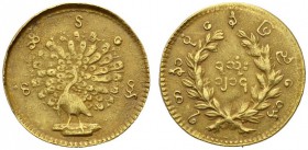 COINS & MEDALS FROM OVERSEAS 
 BURMA 
 Mindon Min, 1852-1878. Mu CS 1214 (AD 1852). Fr. 3; K./M. 14. 1,48 g.; 7 mm.
 GOLD. Good very fine