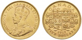 COINS & MEDALS FROM OVERSEAS 
 CANADA 
 George V, 1910-1936. 5 Dollars 1912, Ottawa. Fr. 4; K./M. 26. 8,33 g.
 GOLD. In NGC­Slab, graded MS 62 ­ Un...
