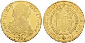 COINS & MEDALS FROM OVERSEAS 
 MEXICO 
 Carlos III, 1759-1788. 8 Escudos 1786 Mo, Mexico city. Fr. 33; K./M. 156.2. 27,02 g.
 GOLD. Rare in this qu...