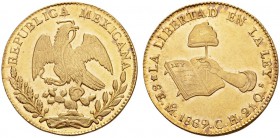 COINS & MEDALS FROM OVERSEAS 
 MEXICO 
 Maximilian, 1864-1867. Republic, 1867-1905. 8 Escudos 1869 Mo, Mexico city. Fr. 64; K./M. 383.9. 27,05 g.
 ...