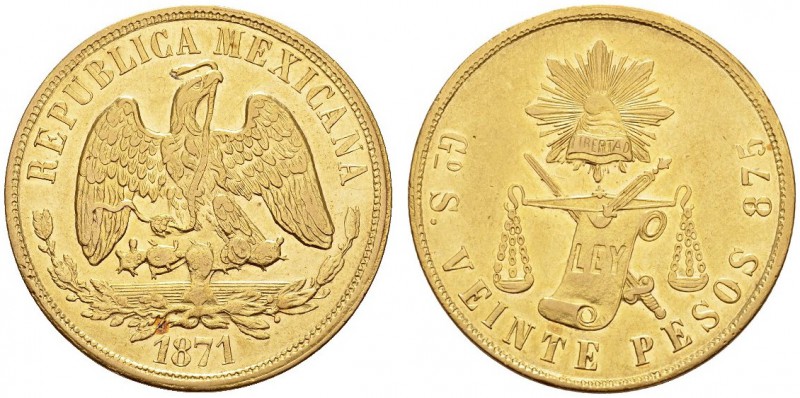 COINS & MEDALS FROM OVERSEAS 
 MEXICO 
 Maximilian, 1864-1867. 20 Pesos 1871 G...