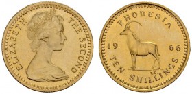 COINS & MEDALS FROM OVERSEAS 
 RHODESIA 
 Queen Elisabeth II, since 1952. 1/2 Pound 1966. Fr. 3; K./M. 5. 3,98 g.
 GOLD. 6'000 pieces minted. Ex pr...