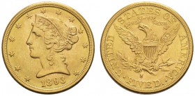 COINS & MEDALS FROM OVERSEAS 
 USA 
 LIBERTY HEAD (MOTTO ON REVERSE) FIVE DOLLARS (1866-1908) 
 5 Dollars 1893 S, San Francisco. Fr. 145; K./M. 101...