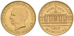 COINS & MEDALS FROM OVERSEAS 
 USA 
 COMMEMORATIVE ISSUE 
 McKinley memorial. Dollar 1916. Fr. 102; K./M. 144. 1,66 g.
 GOLD. 9'977 pieces minted....