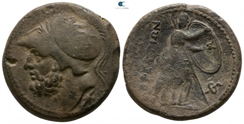 Bruttium. The Brettii circa 208-203 BC. 
Reduced Double Unit Æ

25mm., 15,85g...