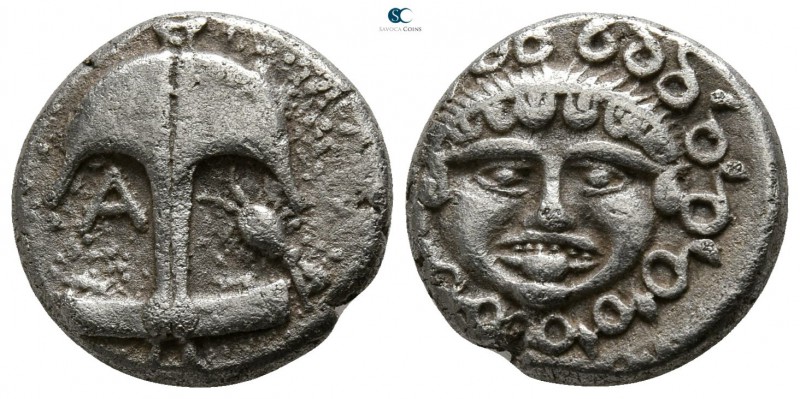 Thrace. Apollonia Pontica circa 420-300 BC. 
Drachm AR

13mm., 3,16g.

Upri...