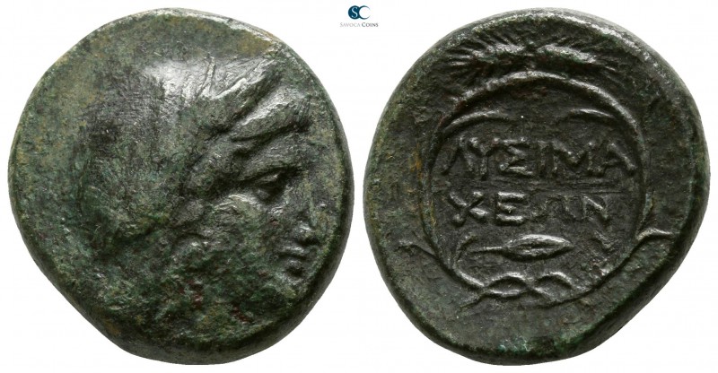 Thrace. Lysimacheia 309-220 BC. 
Bronze Æ

19mm., 9,03g.

Veiled head of De...
