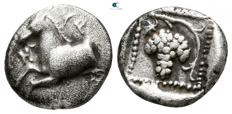 Thrace. Maroneia circa 398-386 BC. 
Trihemiobol AR

10mm., 1,28g.

M-P, for...