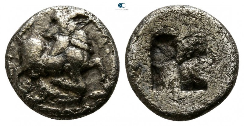 Thraco-Macedonian Tribes. Mygdones or Krestones 485-470 BC. 
Trihemiobol AR

...