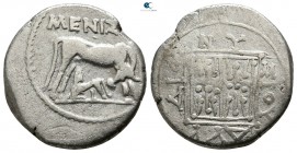 Illyria. Dyrrhachion circa 250-200 BC. ΜΕΝΙΣΚΟΣ (Meniskos) and ΔΙΟΝΥΣΙΟΣ (Dionysios), magistrates. Drachm AR