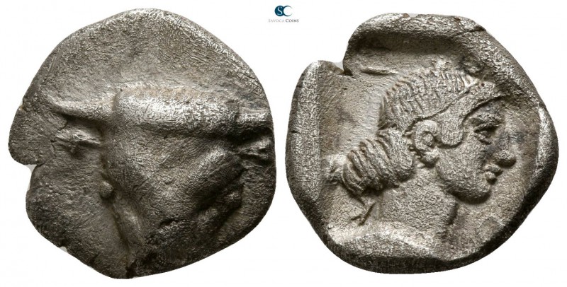 Phokis. Federal Coinage 457-446 BC. 
Triobol AR

15mm., 2,71g.

Frontal tri...