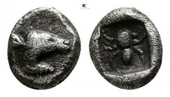 Asia Minor. Uncertain mint circa 550-400 BC. Tetartemorion AR