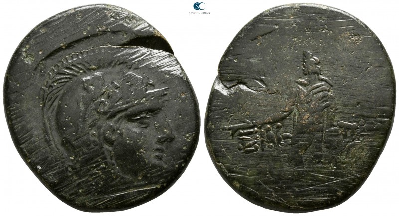 Paphlagonia. Sinope 85-65 BC. 
Bronze Æ

30mm., 18,45g.

Helmeted head of A...