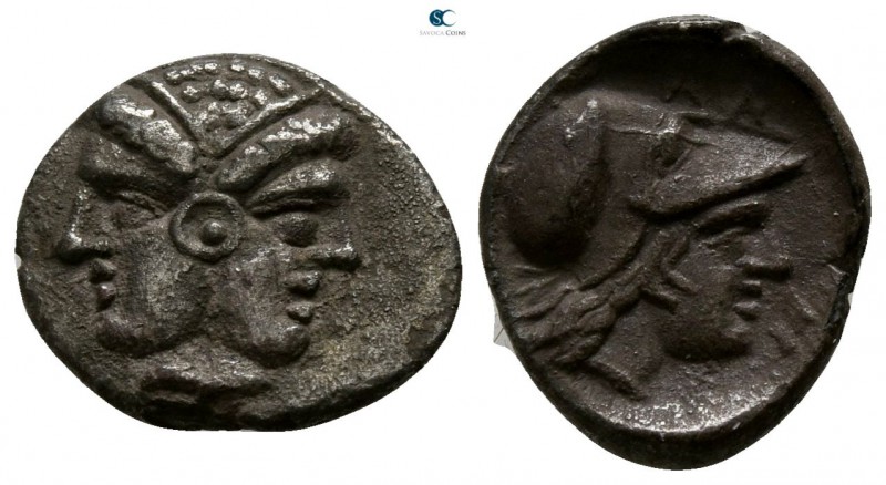 Mysia. Lampsakos 400-300 BC. 
Diobol AR

12mm., 1,18g.

Female janiform hea...