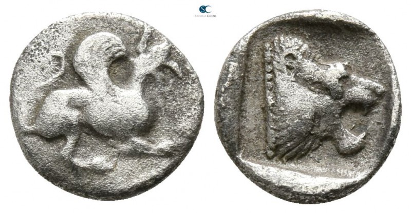 Troas. Assos circa 450-400 BC. 
Obol AR

10mm., 0,56g.

Griffin leaping rig...