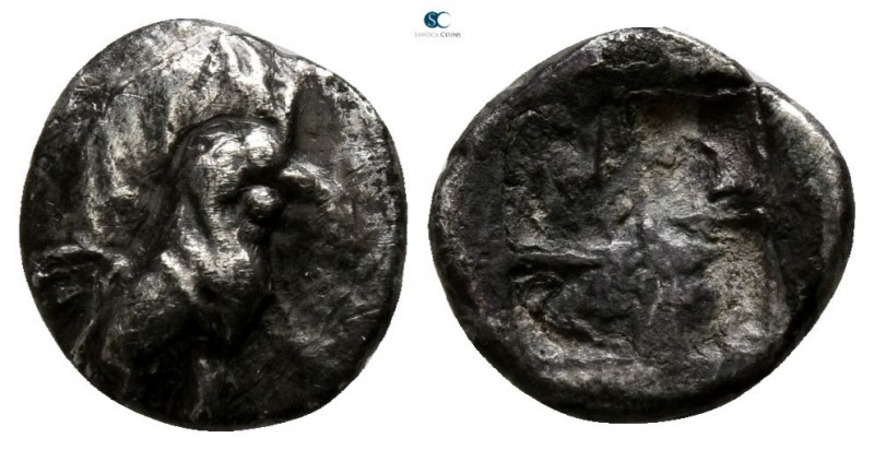 Troas. Dardanos circa 500-400 BC. 
Obol AR

8mm., 0,68g.

Cock standing rig...