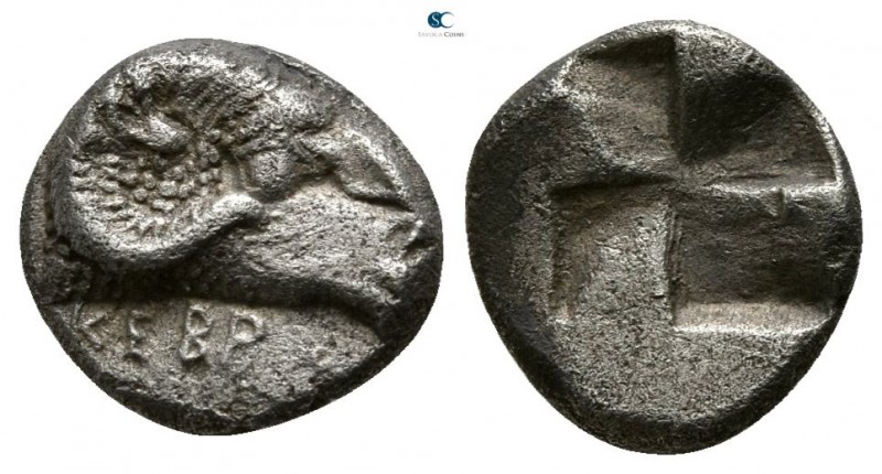 Troas. Kebren circa 450 BC. 
Obol AR

8mm., 0,76g.

Head of ram right / Qua...